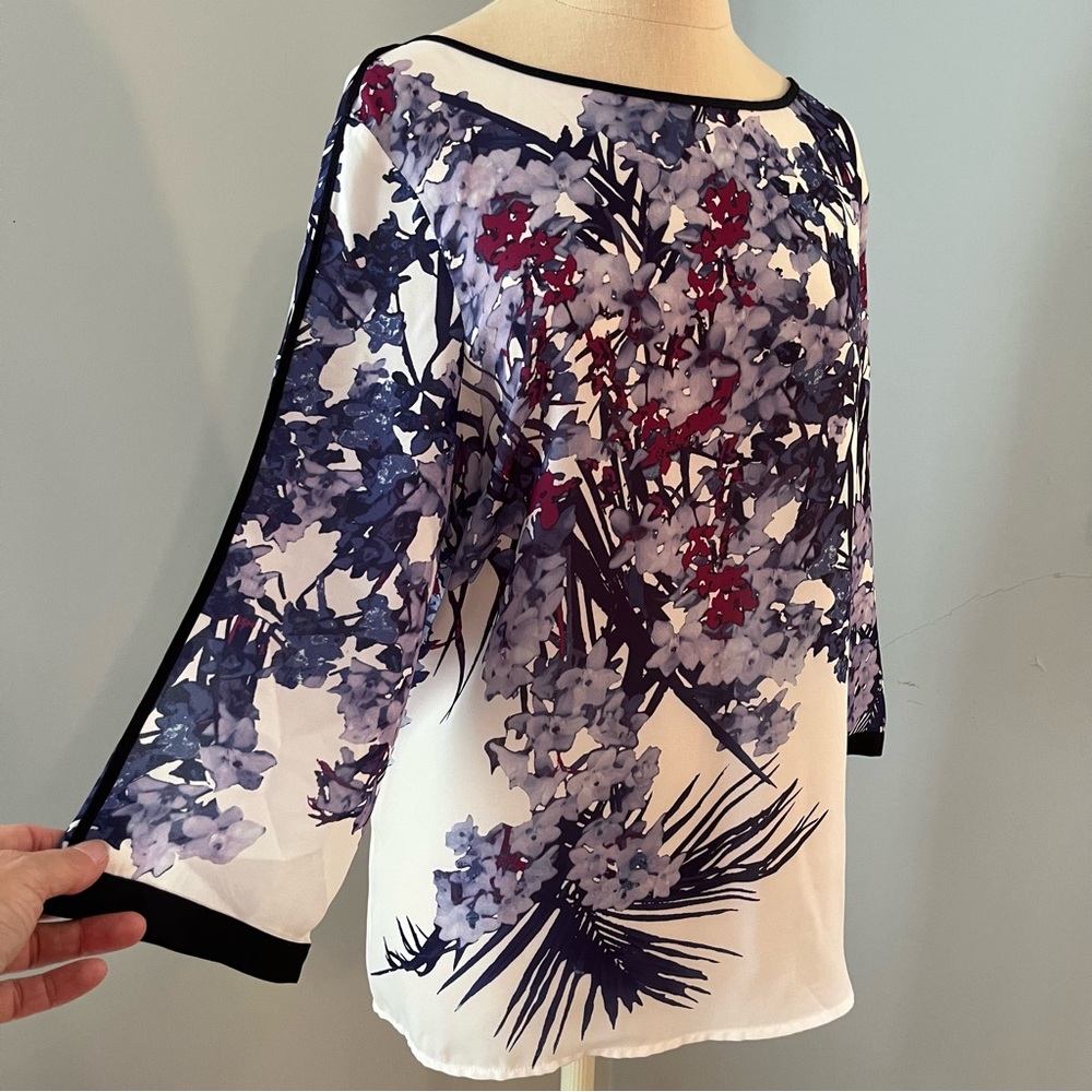 Dramatic Blue and Purple Floral Top